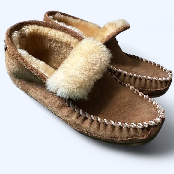 L.L. Bean Shearling-Lined Suede Slippers – Size 9 - Picture 3 of 6